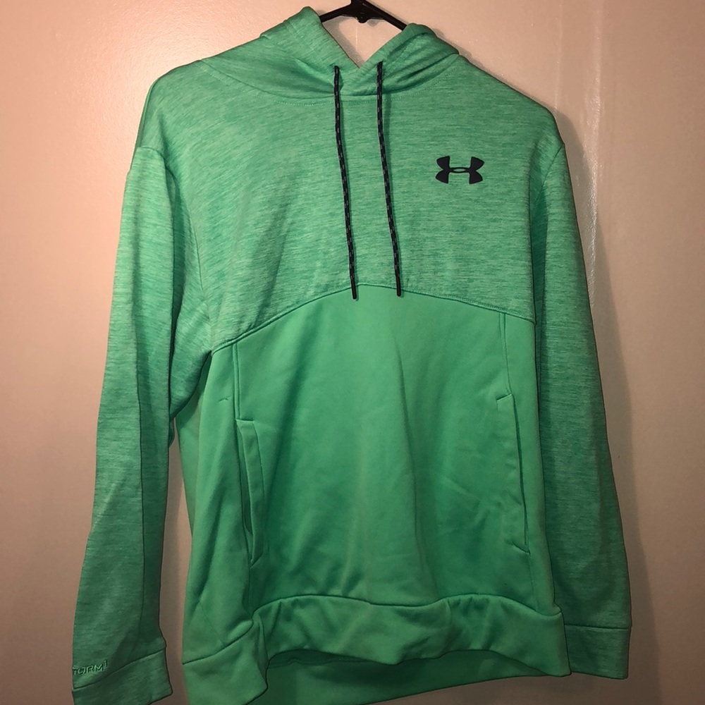 green and navy under armour hoodie